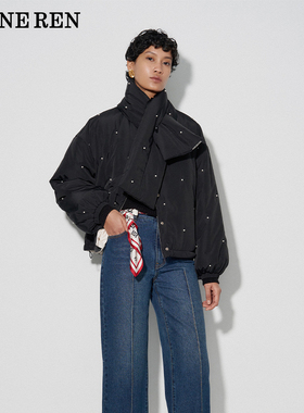 REINEREN任茜秋冬双面穿3M棉夹克搭围巾