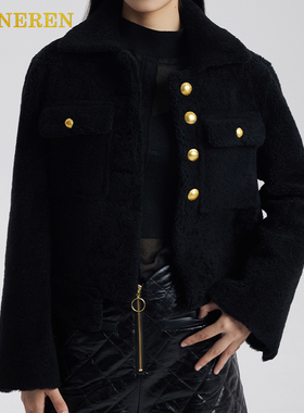 【福袋款】REINEREN设计师任茜 秋冬黑色金扣子夹克外套