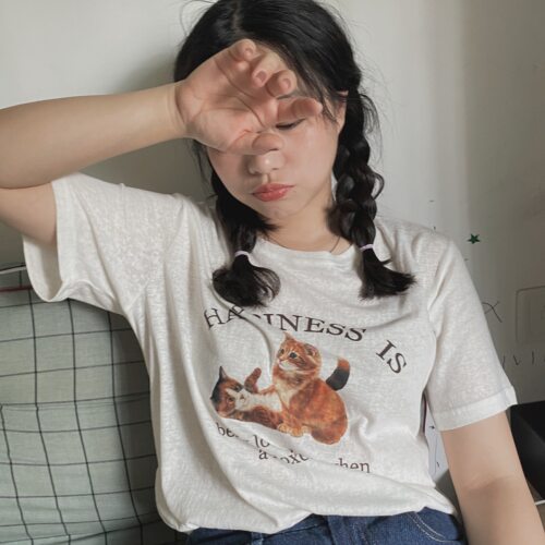 短袖可爱vintage小个子显白日系