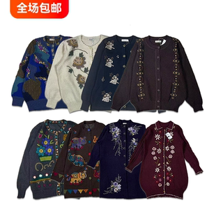 古着vintage刺绣毛衣开衫套头毛衣针织外贸复古古着羊绒羊毛纱005