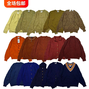 古着vintage复古孤品森女羊毛学院风麻花镂空针棒豆豆毛衣古着011