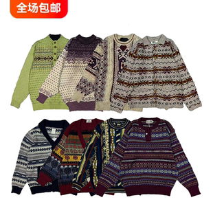 古着vintage刺绣毛衣开衫套头毛衣针织外贸复古古着羊绒羊毛纱012