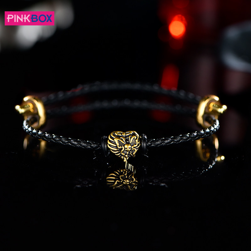 PINKBOX/黑金路路通幽冥蝴蝶骷髅潮流霸气黑黄金硬金转运珠轻奢