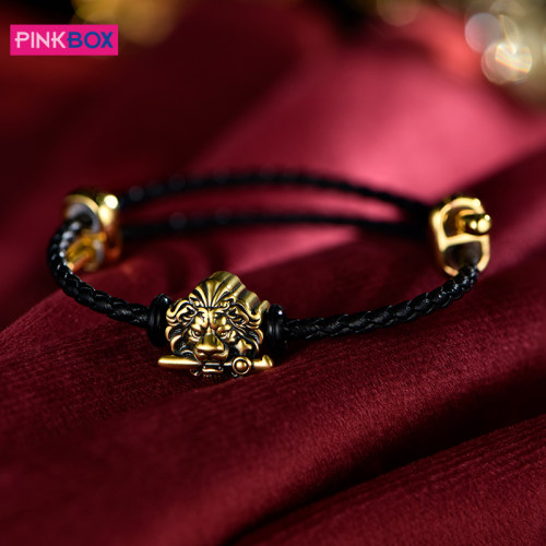 PINKBOX/娉饰珠宝黑金路路通圣剑狮子电黑黄金硬金转运珠轻奢