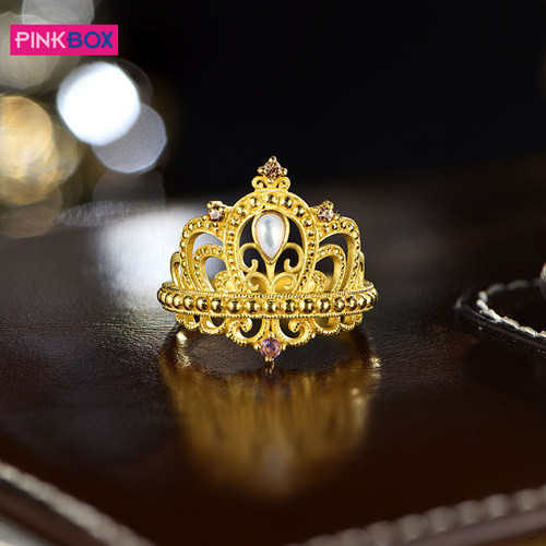 PINKBOX/娉饰珠宝黄金戒指镶嵌足金白贝戒指格洛斯特冠冕戒指轻奢