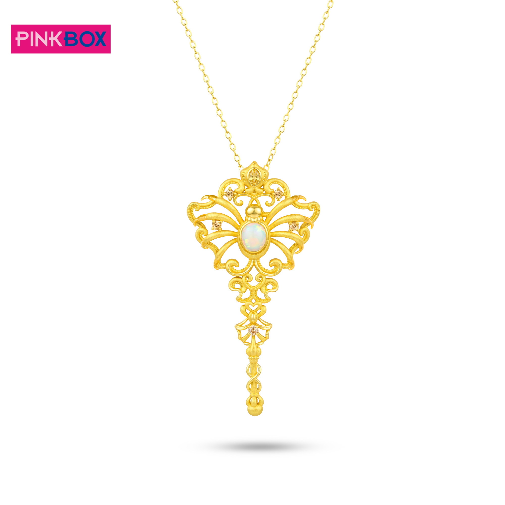 PINKBOX/娉饰珠宝星谕蛛杖足金权杖黄金吊坠镶嵌欧泊高考送礼新品