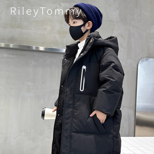 英国Riley Tommy儿童连帽羽绒服长款过膝男童加厚童装冬季羽绒服