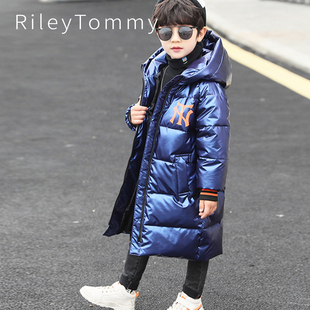 英国Riley Tommy儿童羽绒服中长款冬季加厚2025新款三防亮面免洗