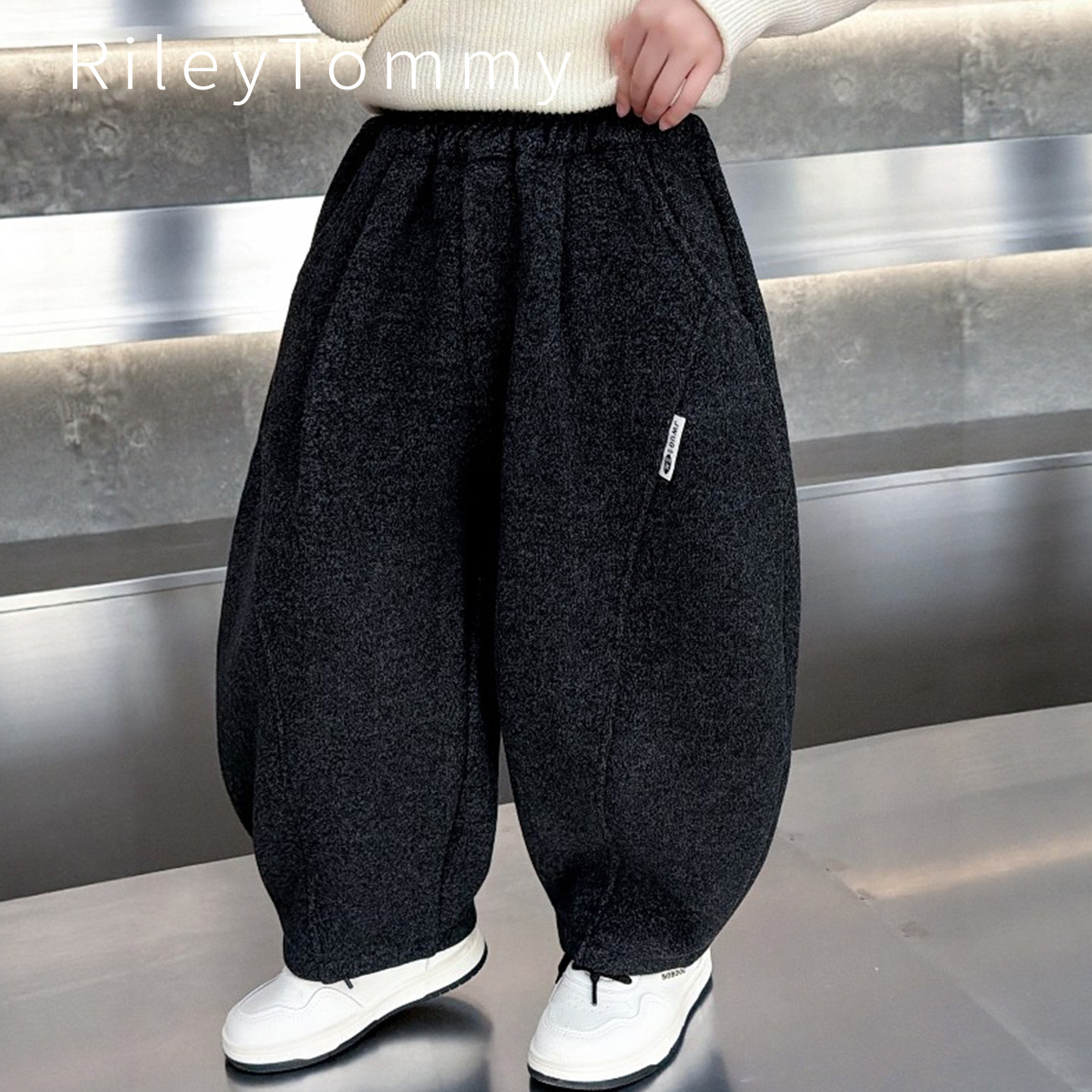 英国VICTORIA'S MISS男加绒秋冬季新款弯刀裤一体绒儿童加厚卫裤