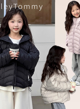 英国RileyTommy儿童轻薄羽绒服25冬季新款女童短款连帽白鸭绒外套