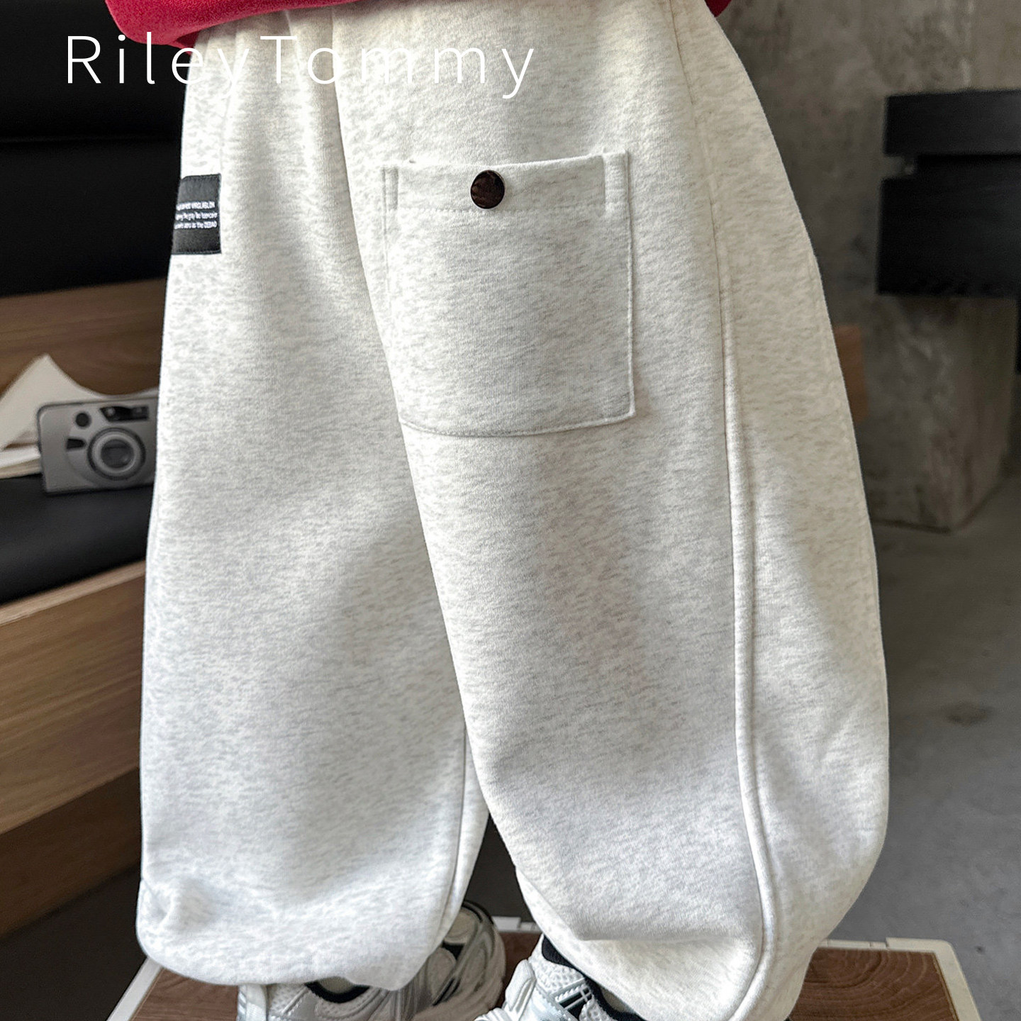 英国RileyTommy男童加绒裤子新款儿童束脚运动裤冬季一体绒卫裤潮