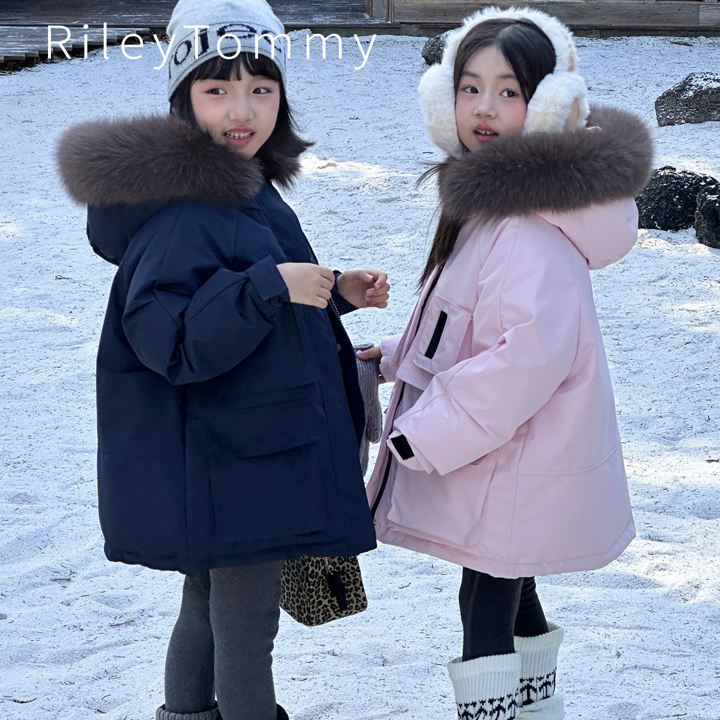 英国RileyTommy儿童羽绒服中长款冬季新款男女童加厚白鸭绒派克服