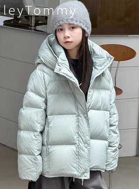 英国Riley Tommy儿童连帽羽绒服白鸭绒男童女童短款保暖连帽外套