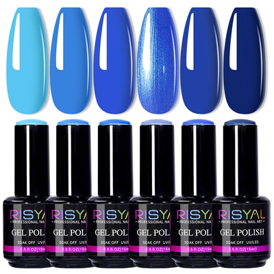美甲色胶2024新款蓝色系15ml Color Gel polish 光疗胶跨境美甲胶