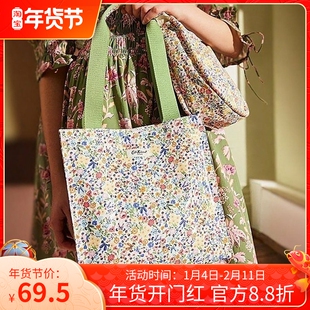 cath kidston英国2025新款帆布防水碎花手提单肩包女包购物油布袋
