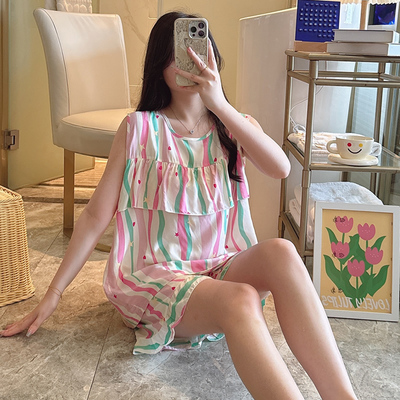 免穿内衣棉绸睡衣女士夏季薄款