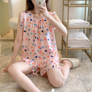棉绸睡衣女士夏季套装短袖韩版可爱薄款夏天绵绸春秋家居服两件套