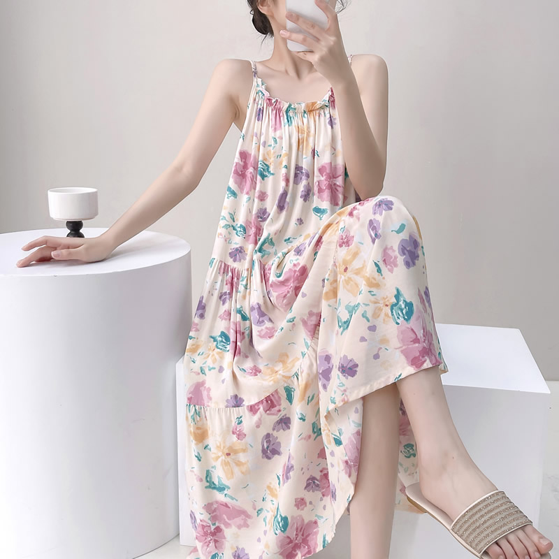 棉绸睡裙夏季女款绵绸吊带性感睡衣裙子夏天2025新款家居服可外穿