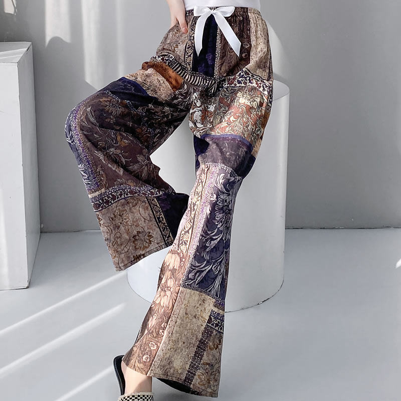 棉绸裤子九分长裤睡裤家居裤女夏季百搭外裤子阔腿裤家居成人穿搭