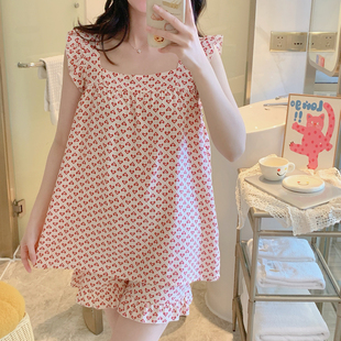 2025新款 薄款 公主风女款 一字领家居服 夏款 棉绸短袖 睡衣女夏季 短裤