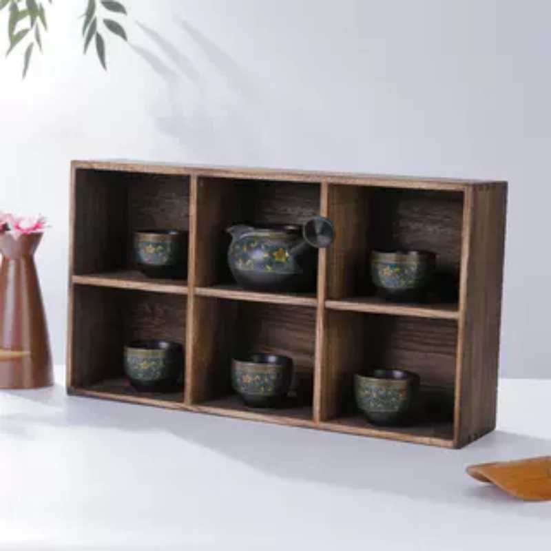 实木茶壶架茶博古架宫格茶具实木手工茶杯架子九宫格多宝格收纳架图片