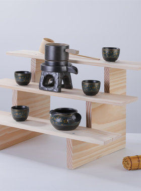 实木桌面展示架盲盒摆件茶具多层阶梯架文玩手办多肉花盆收纳架子