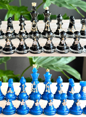 国际象棋水晶棋子纯手工diy定制生日毕业送人礼物伴手礼滴胶成品