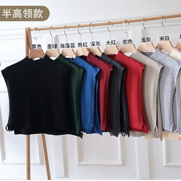 羊绒脖套女羊毛线针织护颈椎装饰围脖半高领假领子毛衣披肩假衣领