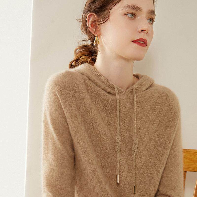 秋冬新款山羊绒帽衫女纯色休闲宽松连帽毛衣带帽羊绒针织打底衫,女装/女士精品,羊绒衫,淘宝优惠券,粉丝福利购,淘宝优惠卷