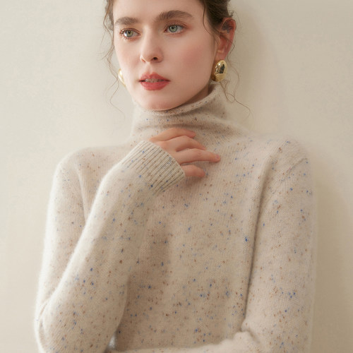 三股加厚堆堆领羊绒衫女针织毛衣