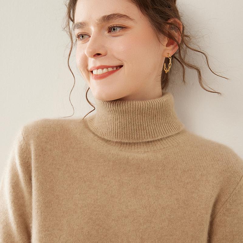 针织高领加厚羊绒衫女针织毛衣