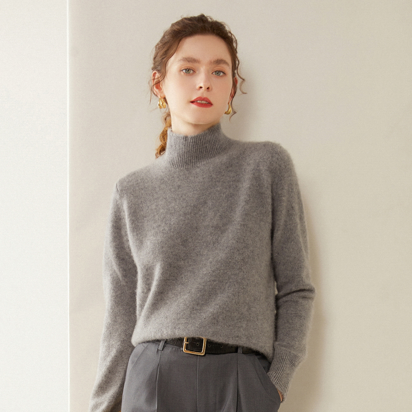 加厚半高领羊绒衫女针织打底毛衣