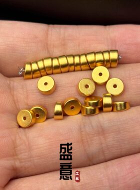 古法24K工艺黄金色925斜切猪大肠隔片隔珠保色文玩手串配珠垫片