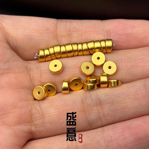 古法24K工艺黄金色925斜切猪大肠隔片隔珠保色文玩手串配珠垫片