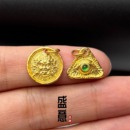 古法24K工艺黄金色黄财神镶钻恶魔之眼吊坠侧挂牌子文玩手串配饰