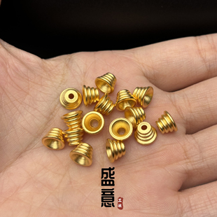 古法24K工艺黄金色925分体三通佛塔隔珠万向轴diy佛珠手串配饰