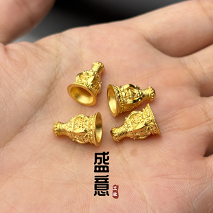 古法24K工艺黄金色925分体三通佛塔隔珠diy吊坠佛珠手串配饰