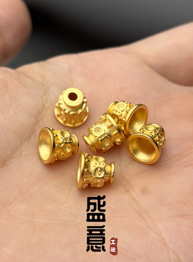 古法24K工艺黄金色925分体三通佛塔隔珠diy吊坠佛珠手串配饰