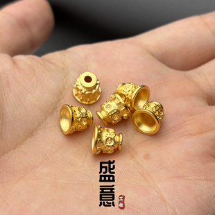 古法24K工艺黄金色925分体三通佛塔隔珠diy吊坠佛珠手串配饰