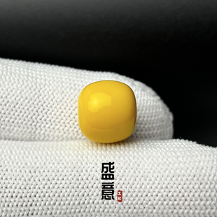 雪巴琉璃珠老型桶珠柠檬金黄色腰珠顶珠单珠星月菩提绿松石配珠
