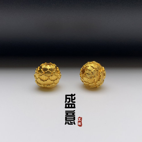 古法24K工艺黄金色925莲花珠保色隔珠吊坠锁骨项链佛珠手串配饰