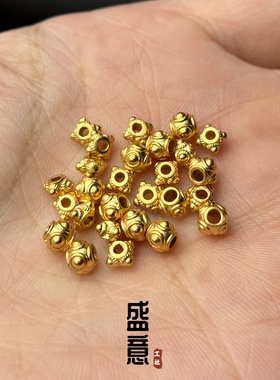 古法24K工艺黄金色蜻蜓眼隔珠弟子珠文玩手串项链手链配饰