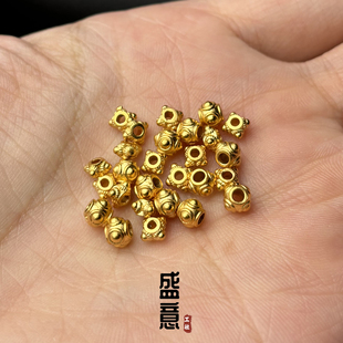 古法24K工艺黄金色蜻蜓眼隔珠弟子珠文玩手串项链手链配饰