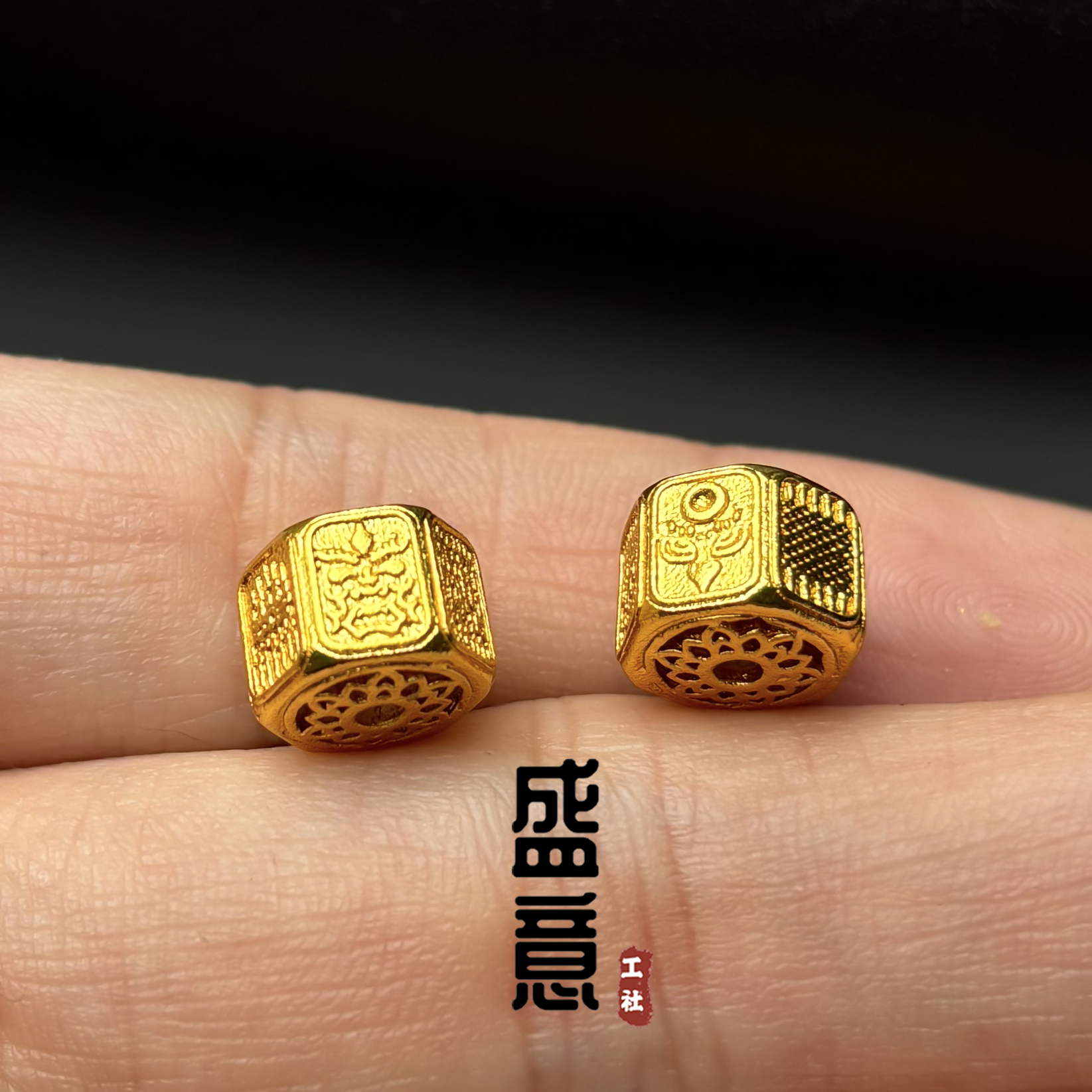 古法24K工艺黄金色925扎吉拉姆五条经文路路通桶珠项链手串配饰