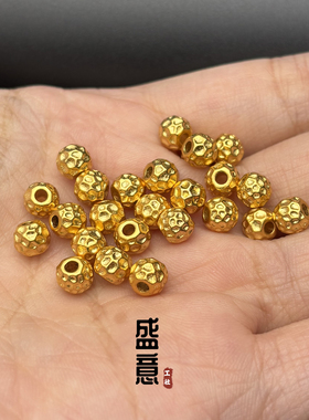 古法24K工艺黄金色无相锤纹圆珠配珠顶珠腰珠文玩手串持配珠配饰