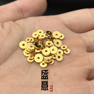 古法s925银包金24K工艺黄金色薄圆隔片保色直切diy手串配珠垫片
