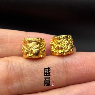 古法24K工艺黄金色芸芸众生怒目隔珠配珠顶珠腰珠文玩手串配饰