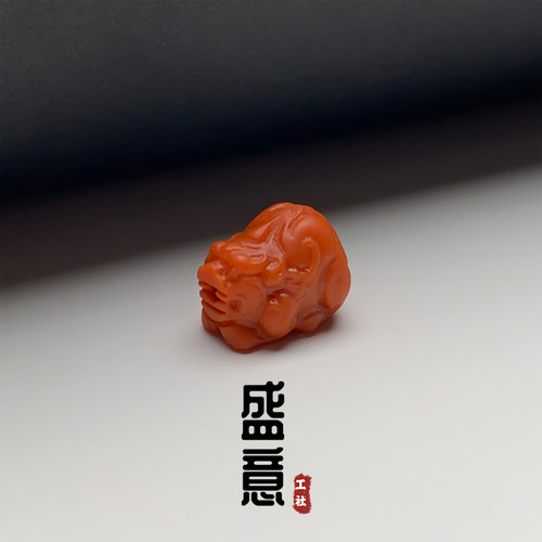 配饰柿子红貔貅隔珠南红满肉顶珠