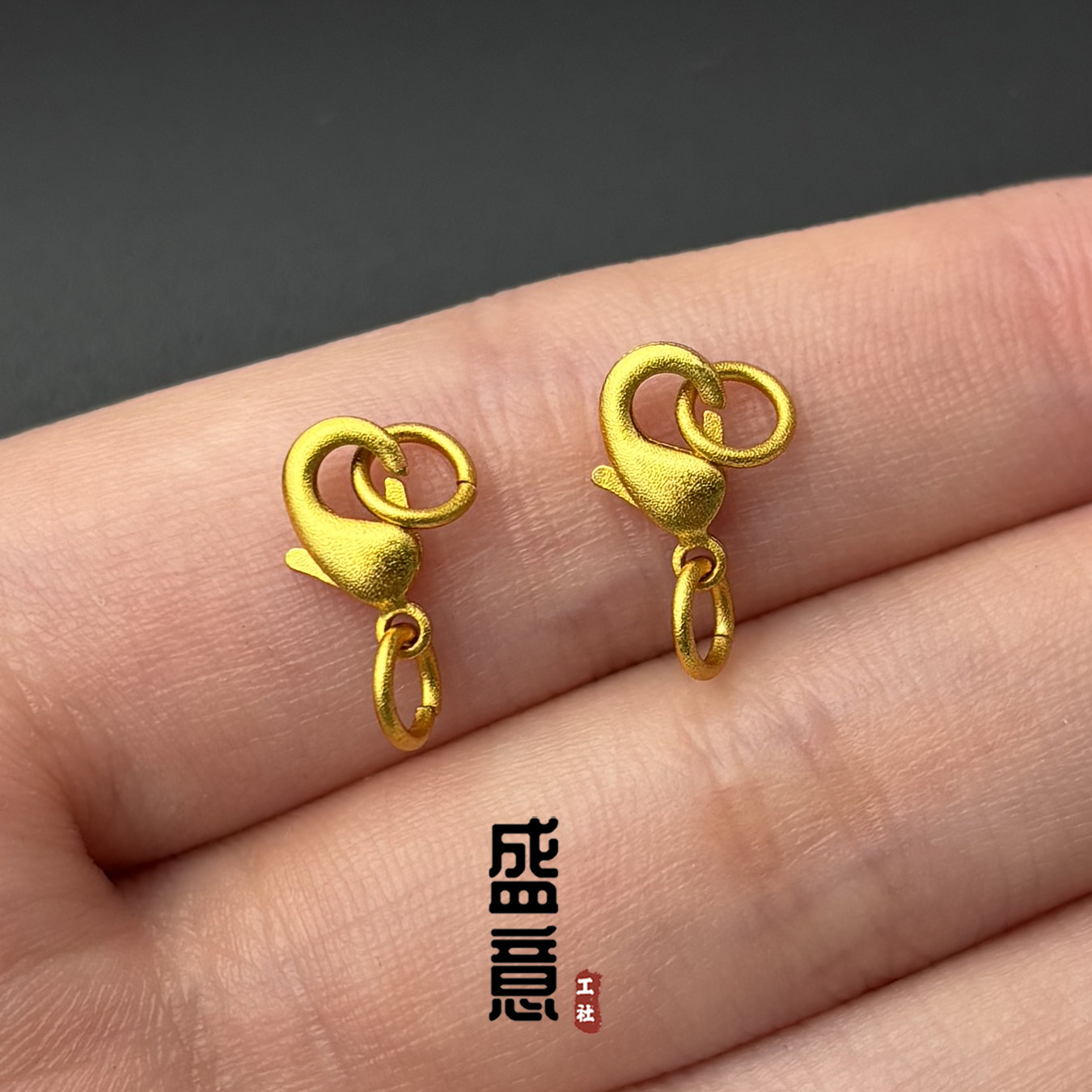 古法24K工艺黄金色弹簧扣龙虾扣手链项链收尾扣文玩手串diy配饰
