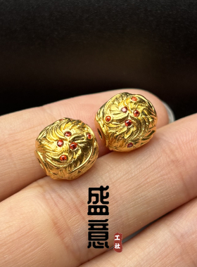 古法24K工艺黄金色镶钻火凤凰涅槃重生隔珠配珠顶珠腰珠手串配饰